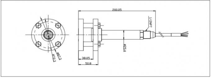 Lingkungan yang keras Transmitter Tekanan Cairan 316L Sensor Tekanan Silikon Piezoresistive 0