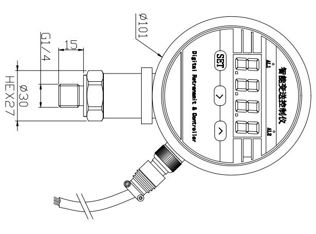 100mm BPZK01 Differensial Tekanan Transmitter Digital Tekanan Switch Industrial 1