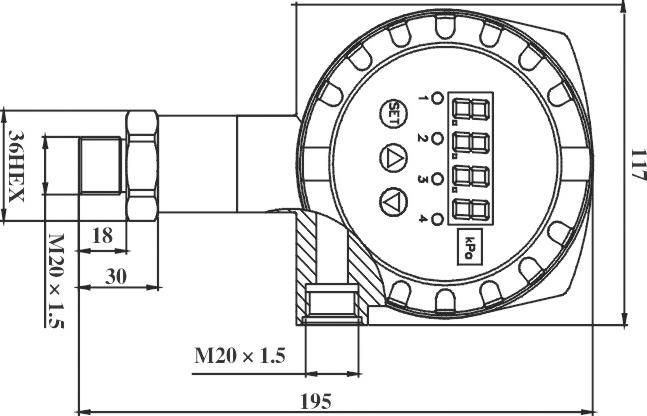 BPZK03-1 Smart Pressure Switch 116mm Dia Elektronik Differensial Pressure Switch 1