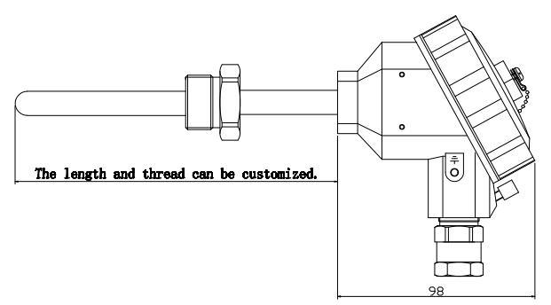 Indikator suhu baja tahan karat Transmitter Sensor tekanan suhu tinggi -55 ~ 1200 0